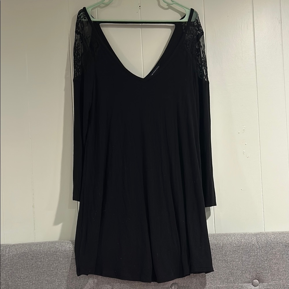 American Eagle Black Lace Sleeve Dress